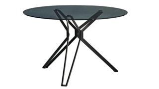 Ronde eettafel, zwart glas POLSPOTTEN